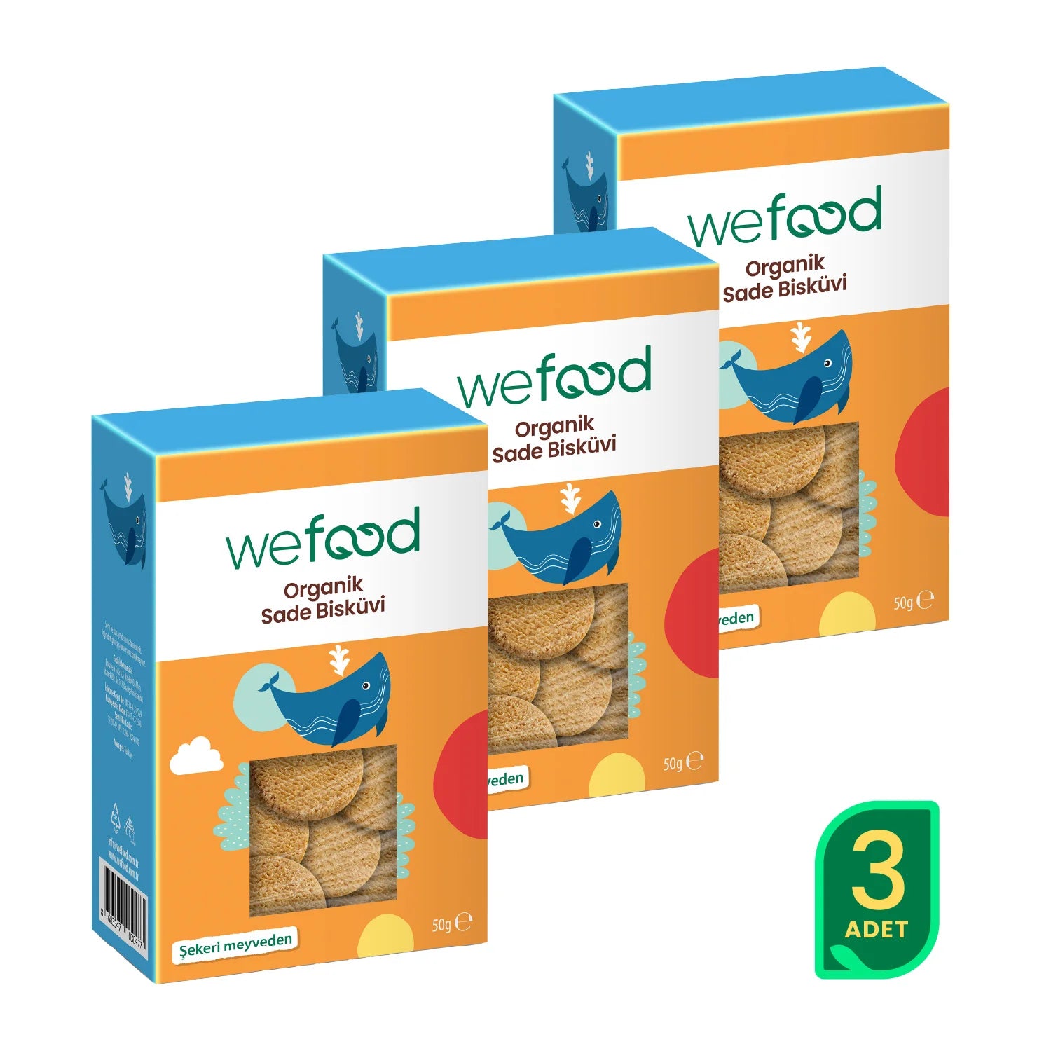 Wefood Kids Organik Sade Bisküvi 50 gr (Tereyağlı) 3'lü